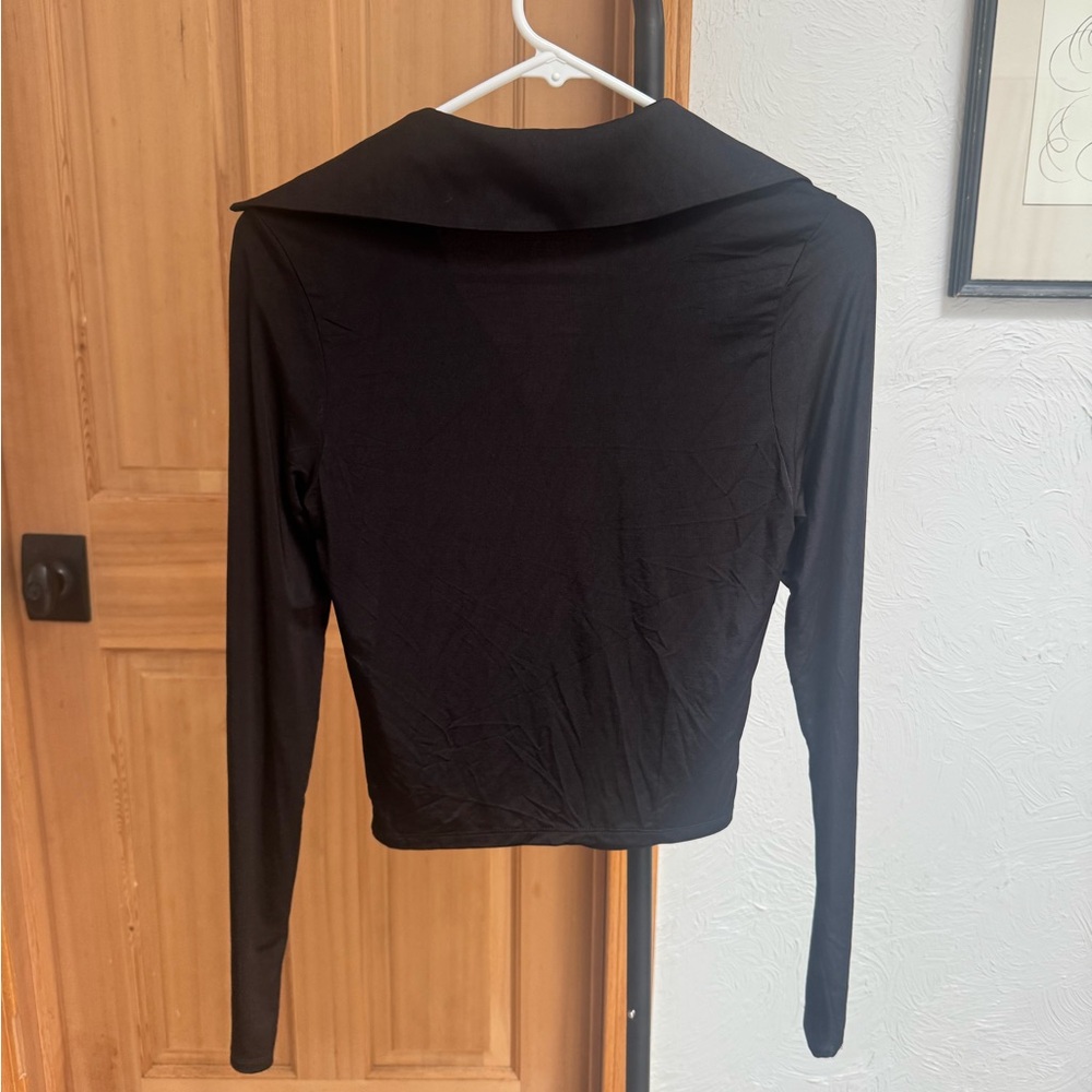 Reformation Black Ruched Button Up Top - Picture 5 of 8